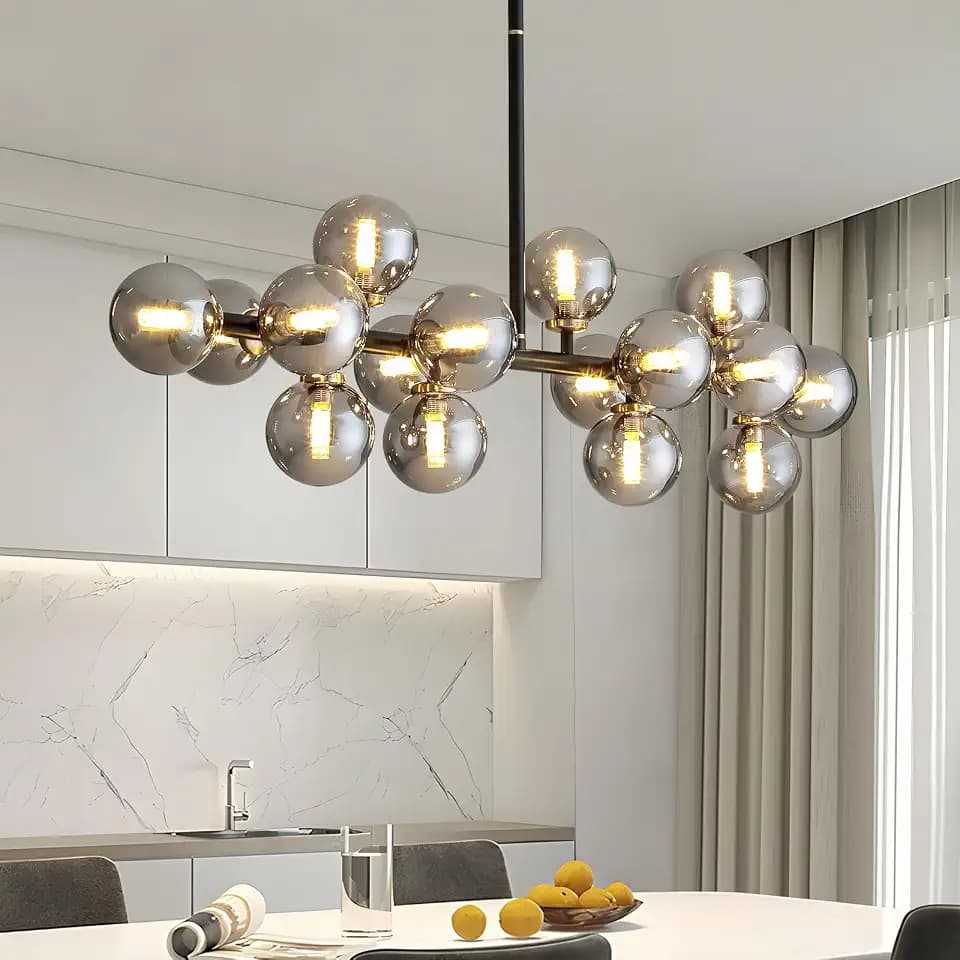 Rectangle Mid Century Modern Chandelier Linear Chandelier for Dining Room