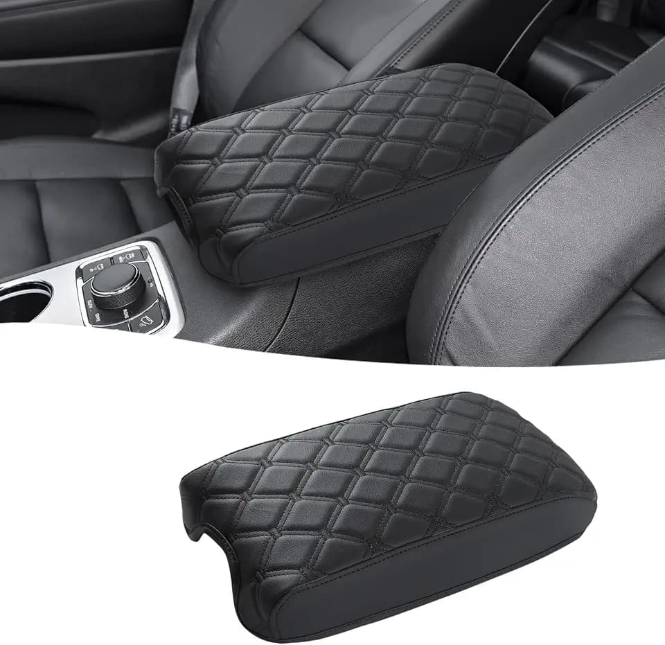 GIANT PANDA Custom Fit Center Console Cover Armrest Cover for Jeep Grand Cherokee 2011-2021,Waterproof Leather Middle Console Cover - Full Protection - Black