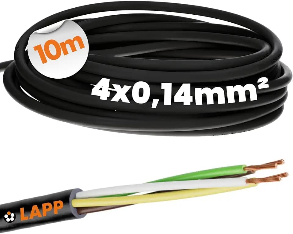 Lapp 10m LiYY Steuerleitung 4x0,14 mm² Schwarz - LED Kabel 4-adrig