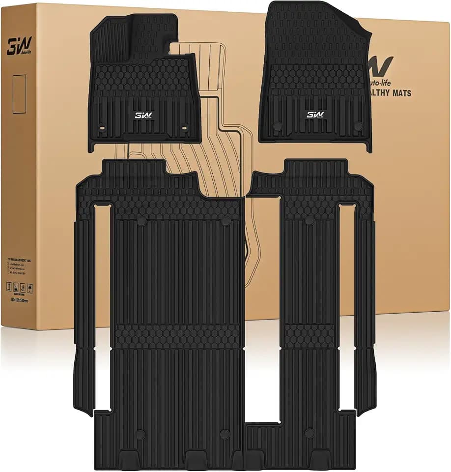 3W Floor Mats for Toyota Sienna 2021-2026 LE/XLE, TPE All Weather