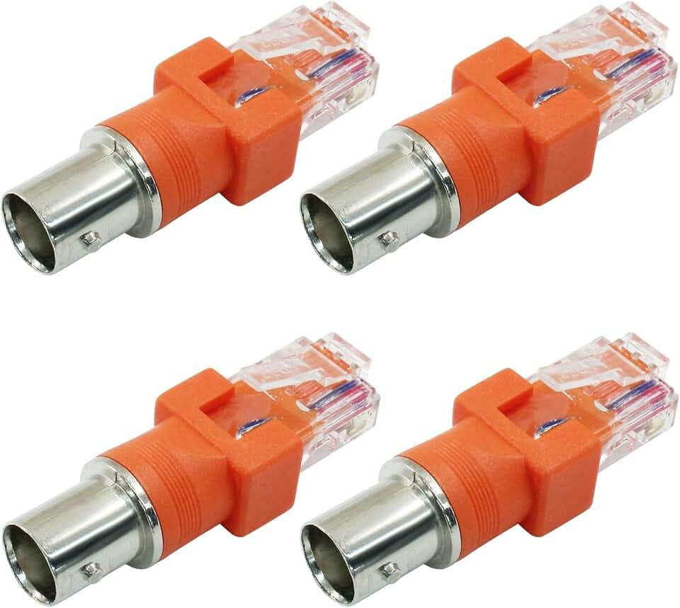 Jiozermi BNC to RJ45 Converter Adapter, Orange, 4 Pcs