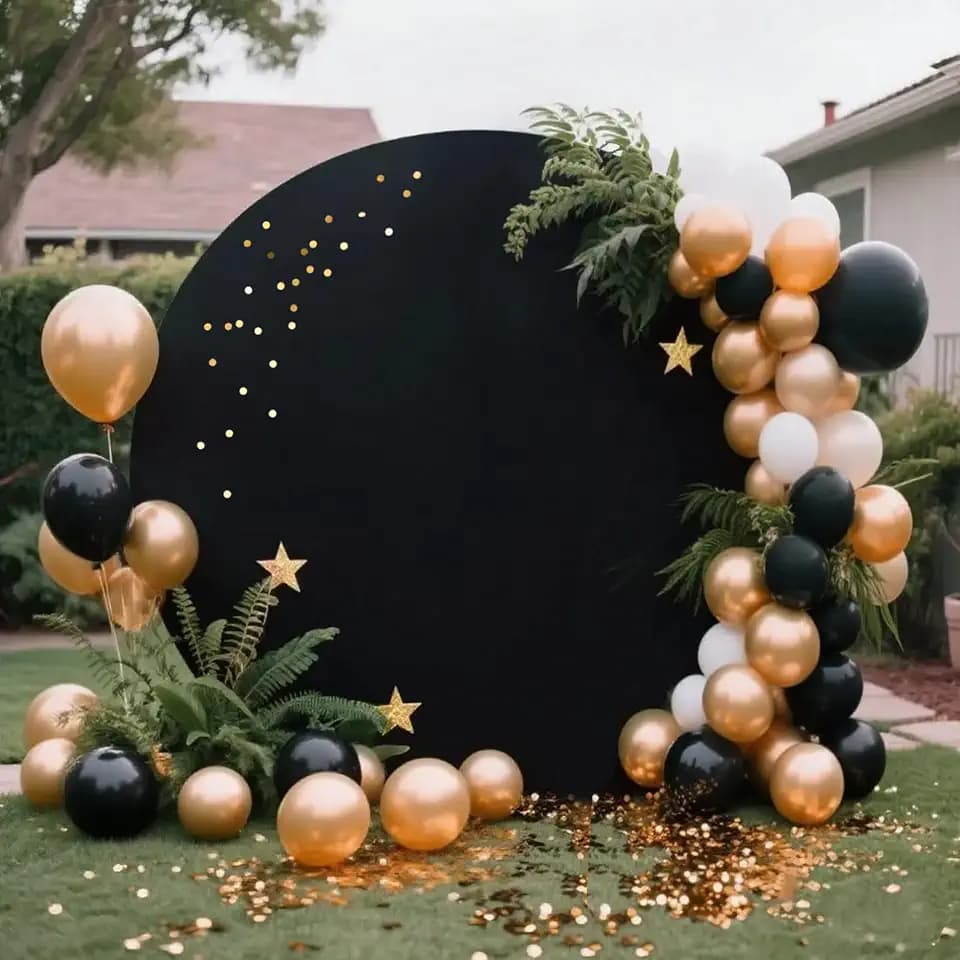 6.5FT Black Round Backdrop Cover, Circle Arch Backgound Stand Cover