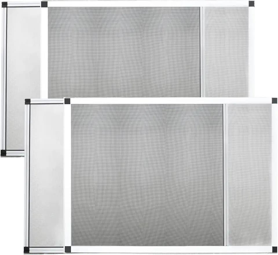 Expandable Window Screen, 2-Pack,20″ H × 28″–54″ W,White (Large)