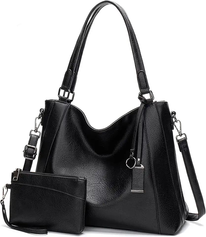 Long Keeper Vegan Leather Tote Handbags Women Large Capacity Hobo Shoulder Bag Crossbody Satchel Bags with Small Purse