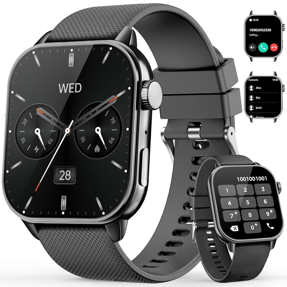 MFVLP Smartwatch Herren Damen, 1,85" HD AMOLED Smart Watch, Schwarz