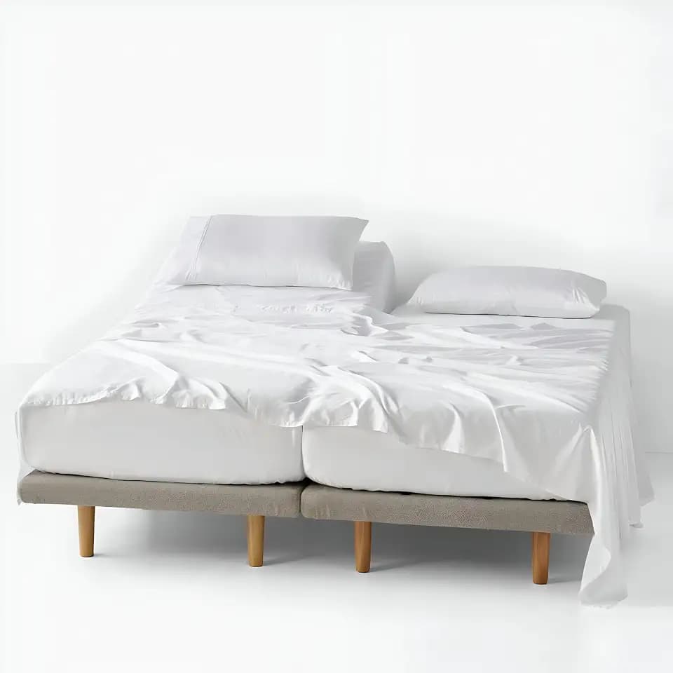 5 PCs Split Queen Size Sheets, 100% Cotton, 16-inch Deep White