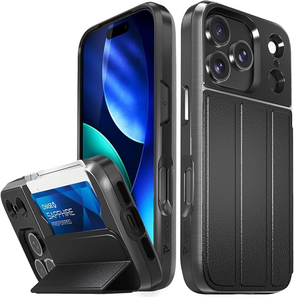 VENA vCommute for iPhone 17 Pro Wallet Case, Black