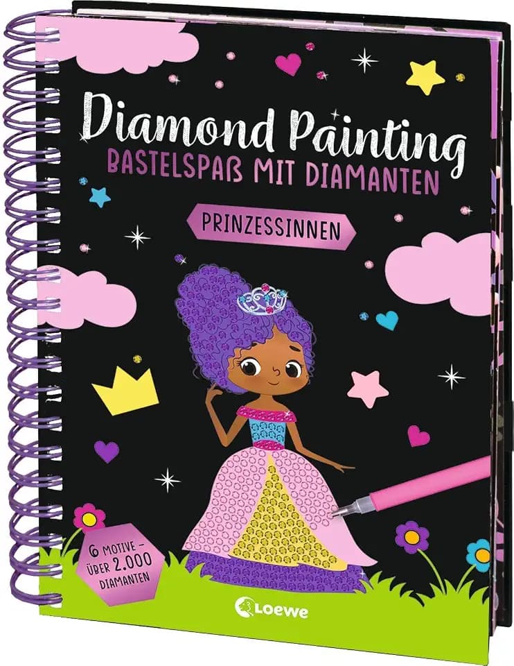 Diamond Painting - Bastelspaß mit Diamanten - Prinzessinnen: Crystal Art mit 6 Motiven und über 2.000 Diamanten - Nach dem Malen-Nach-Zahlen-Prinzip
