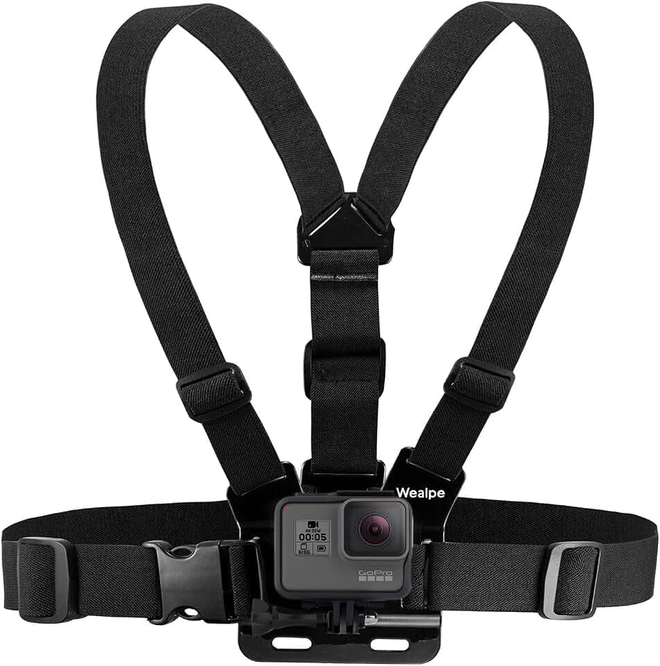Brustgurt Halterung Brusthalterung Chesty Chest Mount Kompatibel mit GoPro Hero 11, 10, 9, 8, 7, Max, Fusion, Hero (2018), 6, 5, 4, Session, 3+, 3, 2, 1, DJI Osmo, Xiaomi Yi Kameras