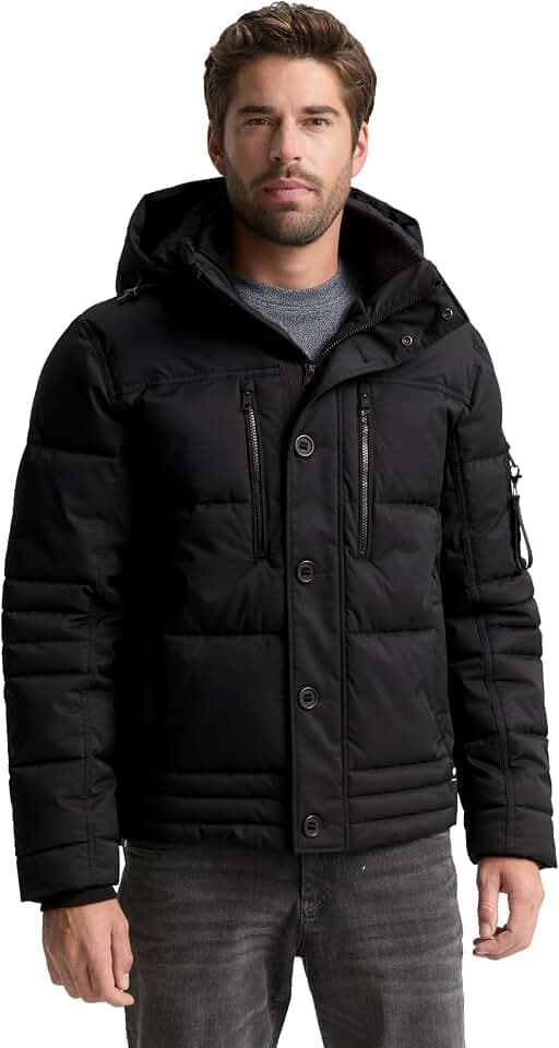 TOM TAILOR Herren 1046971 Pufferjacke mit abnehmbarer Kapuze