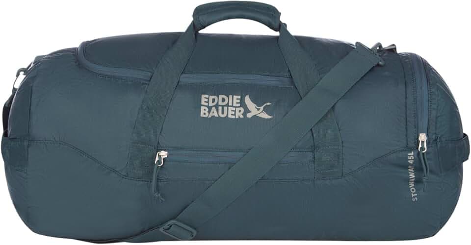 Eddie Bauer Stowaway Packable Duffel Bag | Travel | Foldable | Lightweight | Durable | Ripstop Polyester, 45L, Marine