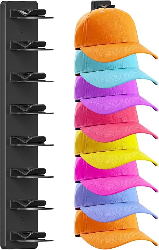 1 Pack Hat Organizer for Baseball Caps: Wall-Mount Hat Rack for Closet Door