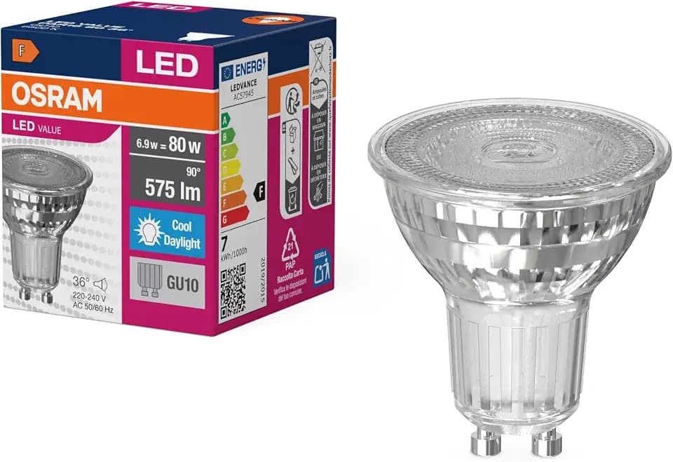 Osram LED Star Value PAR16 LED Birne für GU10 Sockel Reflektorlampe GL 575 Lumen Tageslichtweiß (6500K) Ersatz für herkömmliche 80W Glühbirnen Nicht dimmbar