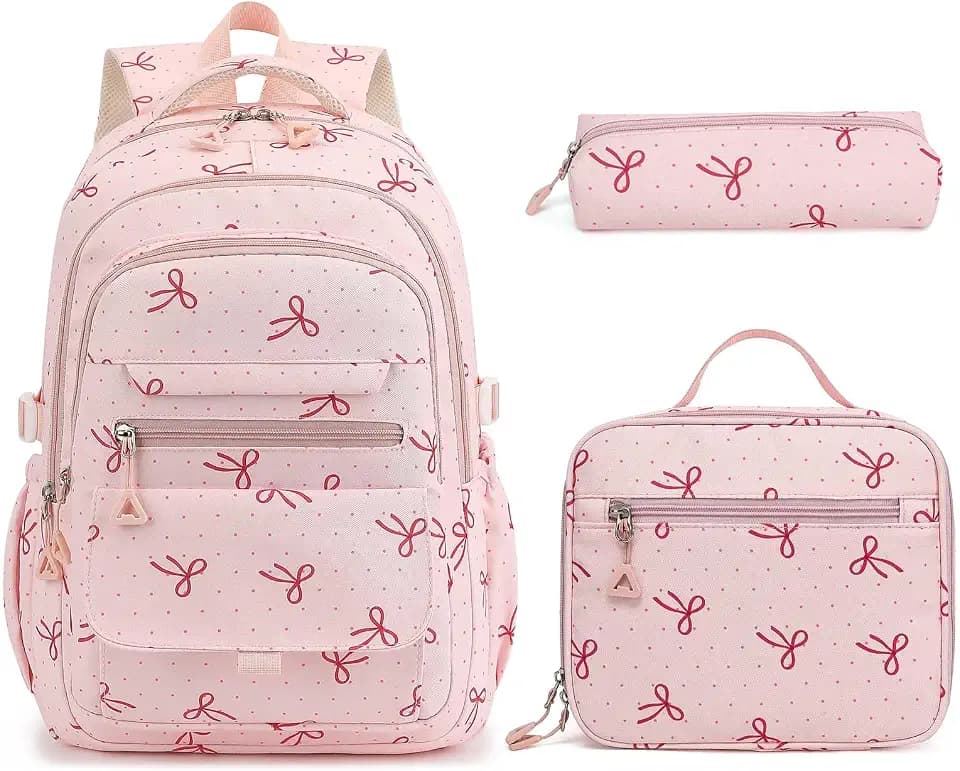 Phaoullzon Girls Backpack with Lunch Box Set for kids Boys School Bookbag