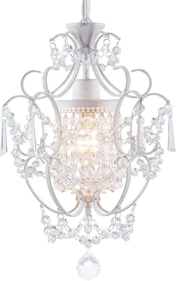 Modern Mini Crystal Chandelier, White Retro Ceiling Mount Light Fixture