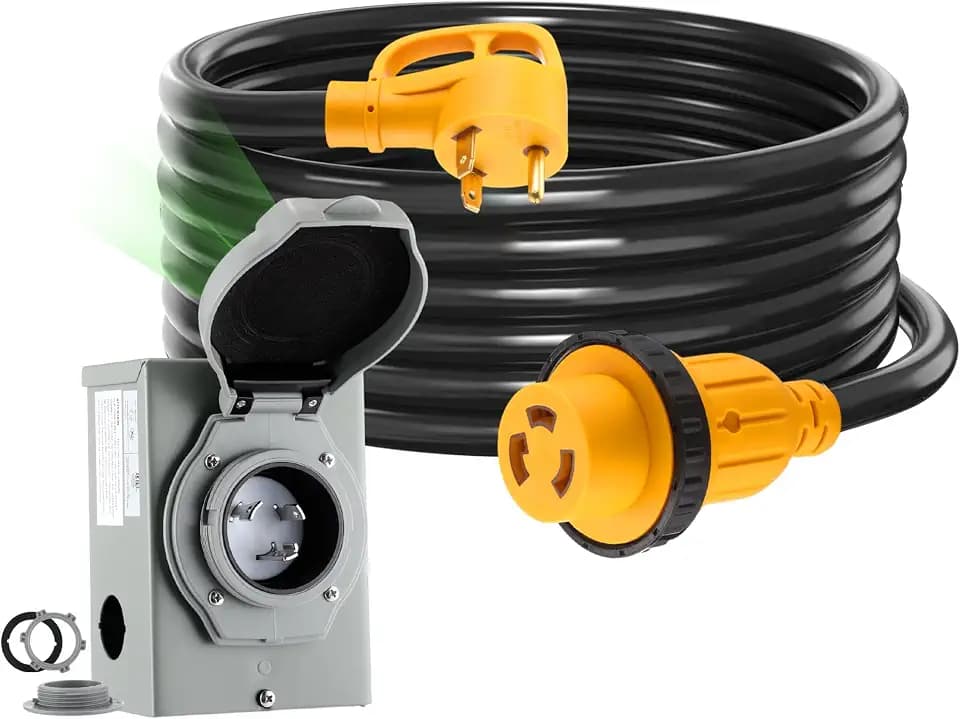 Kanayu 15ft 30 Amp RV Generator Cord Kit with Power Inlet Box, ETL Listed