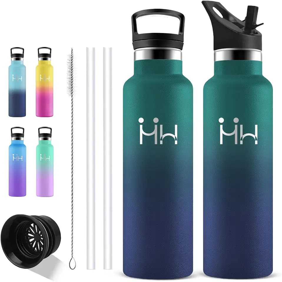 Trinkflasche Edelstahl, 24h Kalt & 12h Warm, Wasserflasche 1l für Sport