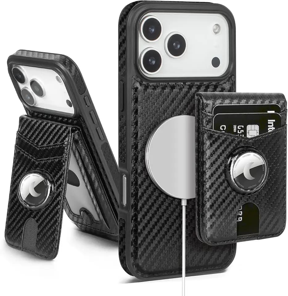 SkyEagle for iPhone 18 Pro / 17 Pro Phone Wallet Case,Carbon Black