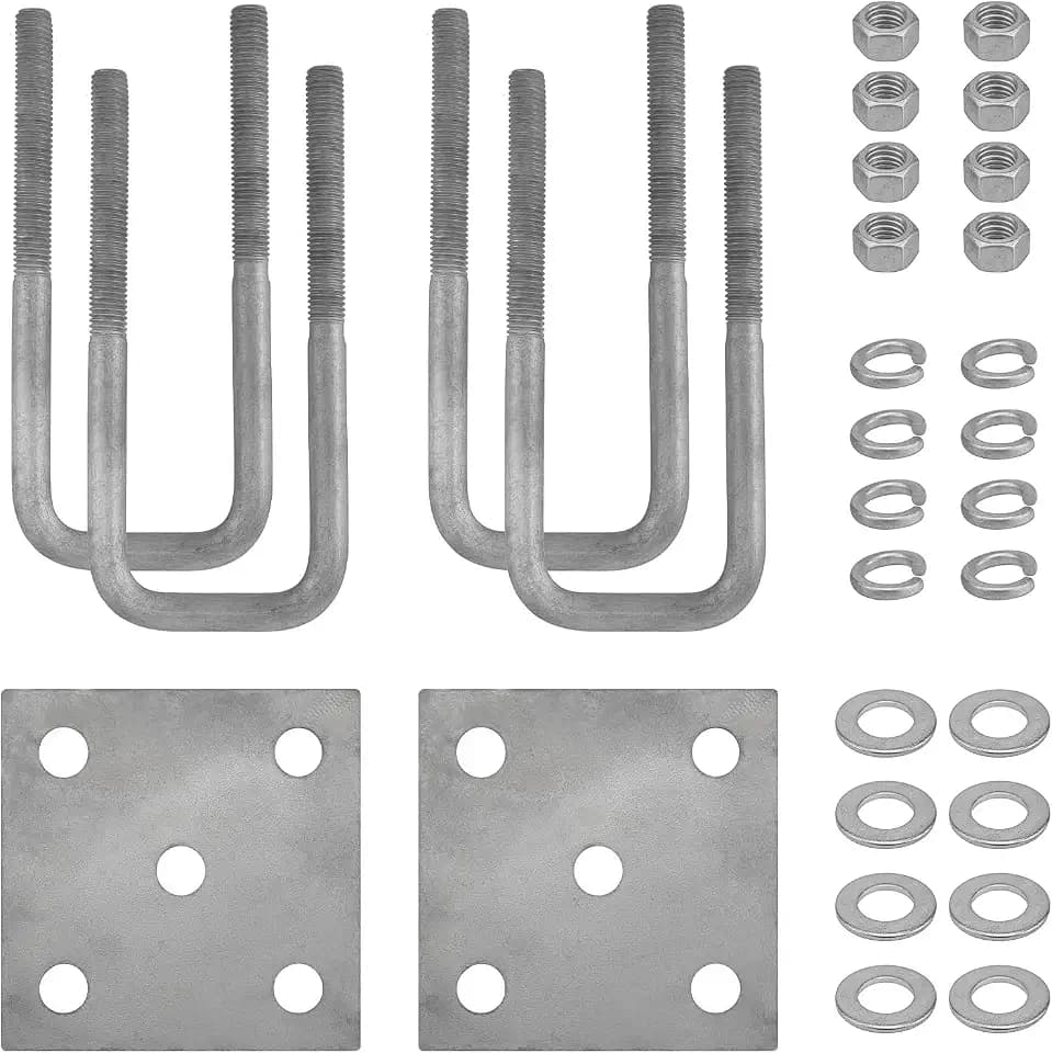 Galvanized Boat Trailer Axle U-Bolt Kit for Leaf Springs, 2-1/8" W x 6.3" L