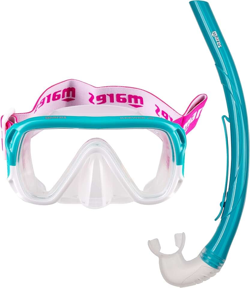 Mares Combo Keewee Junior – Schnorchelset Kinder 8–14 Jahre, Einzellinsenmaske aus Silikon, ergonomischer Schnorchel mit Silikonmundstück