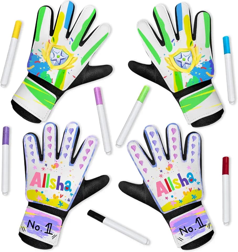 Jalunth Torwarthandschuhe Kinder Selbst Gestalten Torwart Fussballhandschuhe Handschuhe Doodle Maltafel Schreibtafel 4 5 6 7 8 9 10 11 12 Jahre Jungs Mädchen Nikolaus Geschenke mit 7 Bunten Stiften