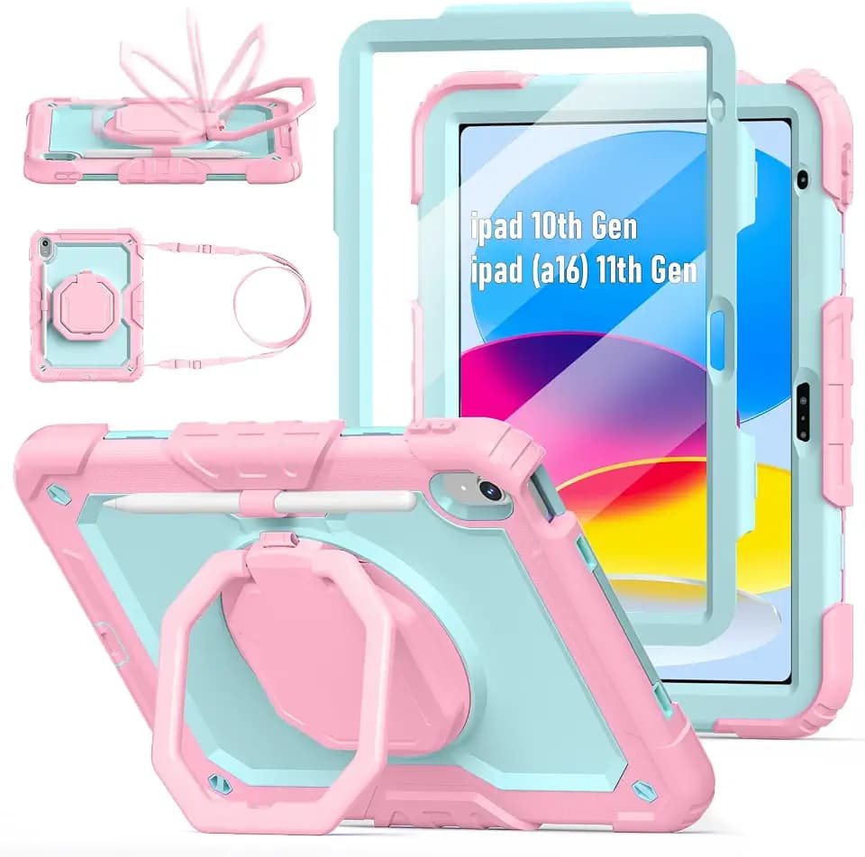 Case for iPad (A16) 11th/10th Generation 11"/10.9" 2025/2022, Pink Mint