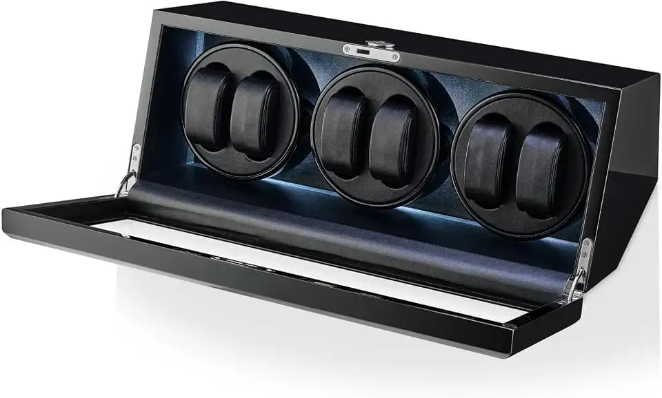 TIMECUBE Watch Winder for 6 Automatic Watches with LED Light and 15 Winding Programs