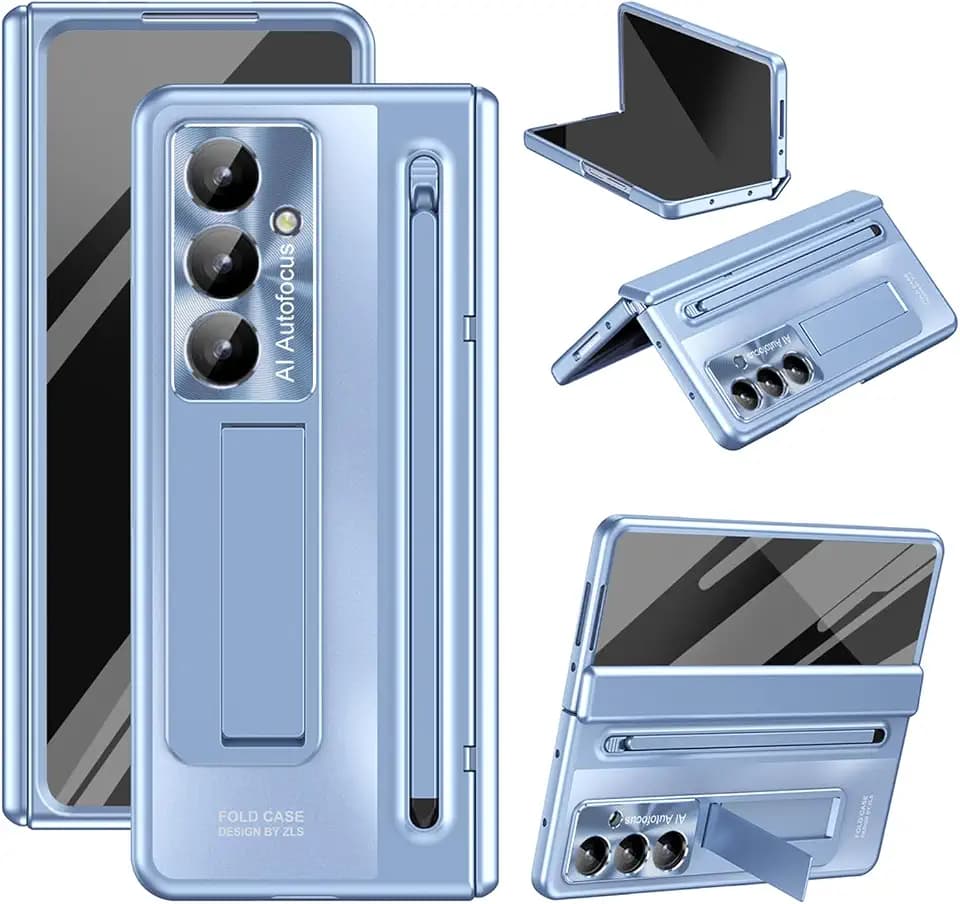 Galaxy Z Fold 7 Case with Hinge Protection, Kickstand, S Pen Holder, Screen Protector and Camera Protection - for Samsung Galaxy Z Fold 7 5G 2025 (Blue)