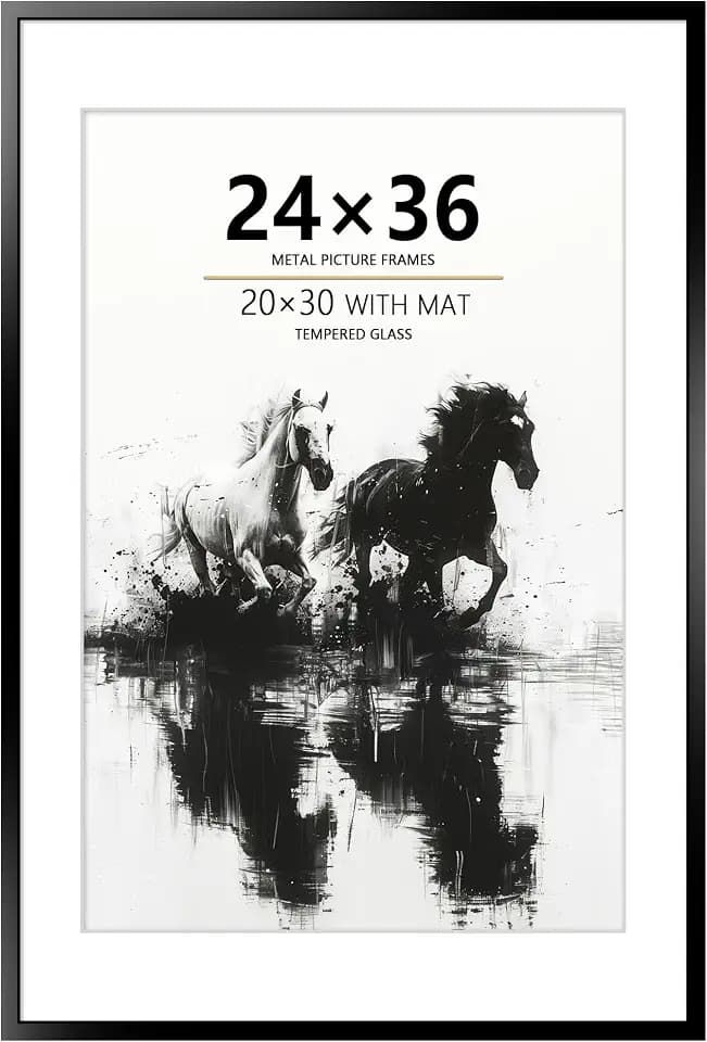 24x36 Black Metal Poster Frame - Real Tempered Glass