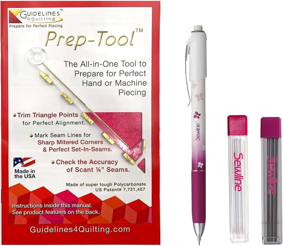 Guidelines4Quilting Sharp Mitered Corners Set - Measure a Precise Scant 1/4 inch from The Quilt Top’s Edge with The Prep-Tool and Mark with a Sewline Pencil for Sharp Mitered Corners -Made in USA