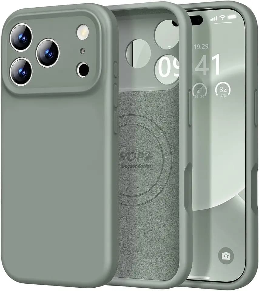 Vooii Magnetic for iPhone 17 Pro Case 6.3" Premium Silicone, Calke Green