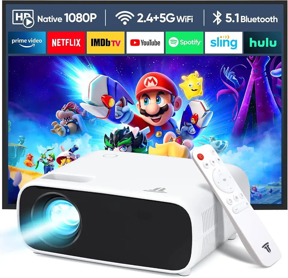 2025 Neues Hochleistungsbeamer, unterstützt Switch und PS5 ohne Verzögerung, Beamer mit WiFi und Bluetooth, 20000 Lumen 4K-Unterstützung, Full HD 1080P Auflösung, （Hochhelligkeitsversion）