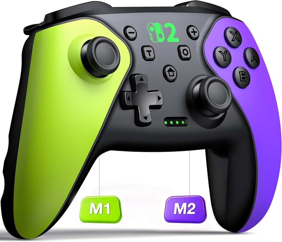 Wireless Switch Pro Controller für Switch 2/Switch 1/Lite/OLED/Android/IOS/Windows, Gamepad mit Programmierbar/6-Achsen Gyroskop/Dual Vibration/Turbo, Ergonomisch Gestalteter Präzise Joystick