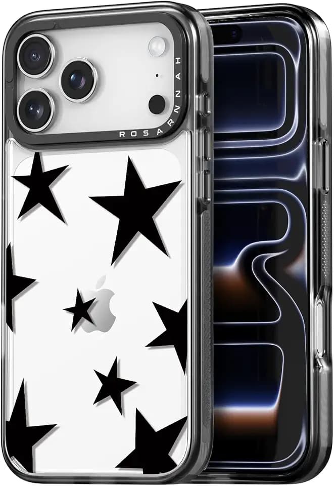 Rosarnnah for iPhone 17 Pro Case Aesthetic Black, Five-Pointed Star