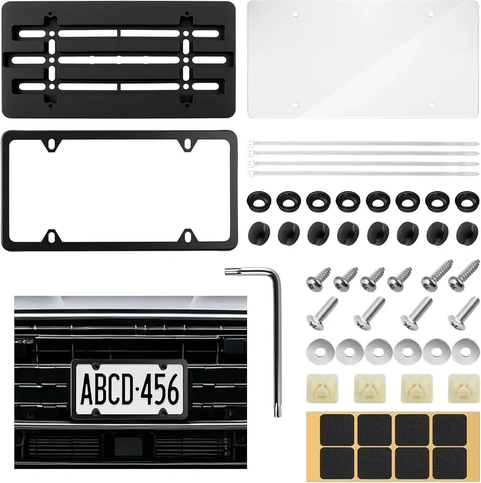 Licence Plate Frame Holder Kit with License Plate Cover & Installation Part