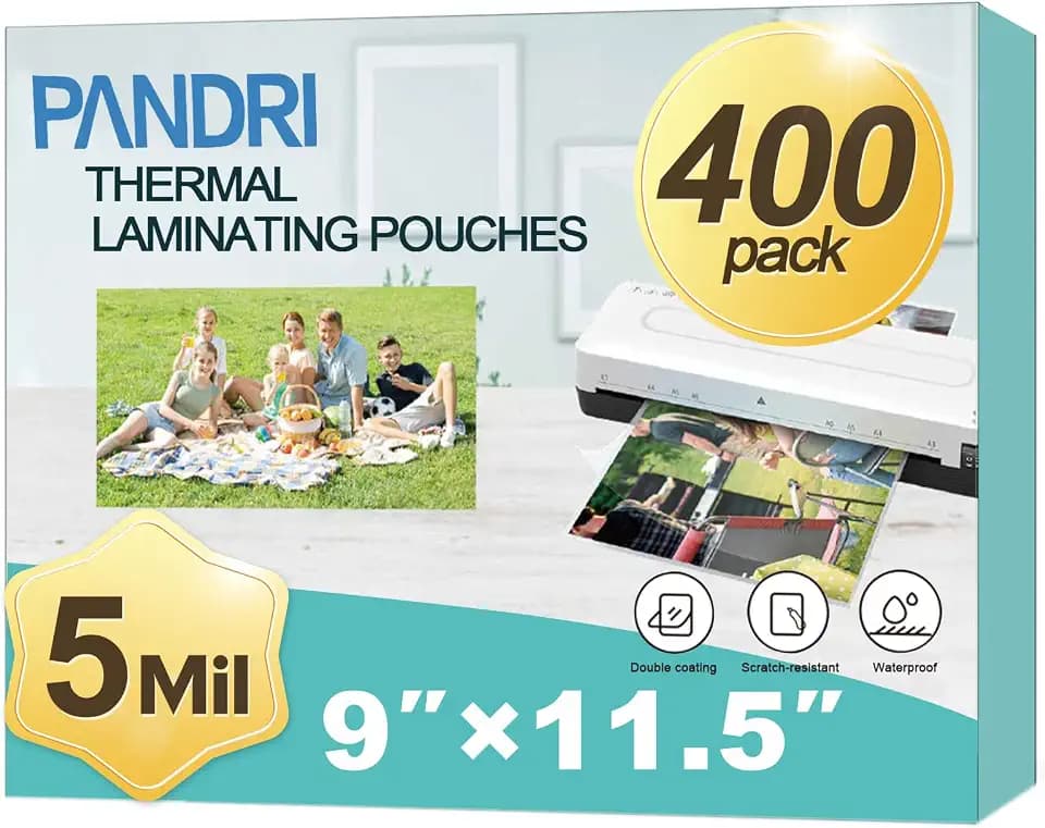 PANDRI 400 Pack Clear Thermal Laminating Sheets, 9 x 11.5-Inch, 5 Mil
