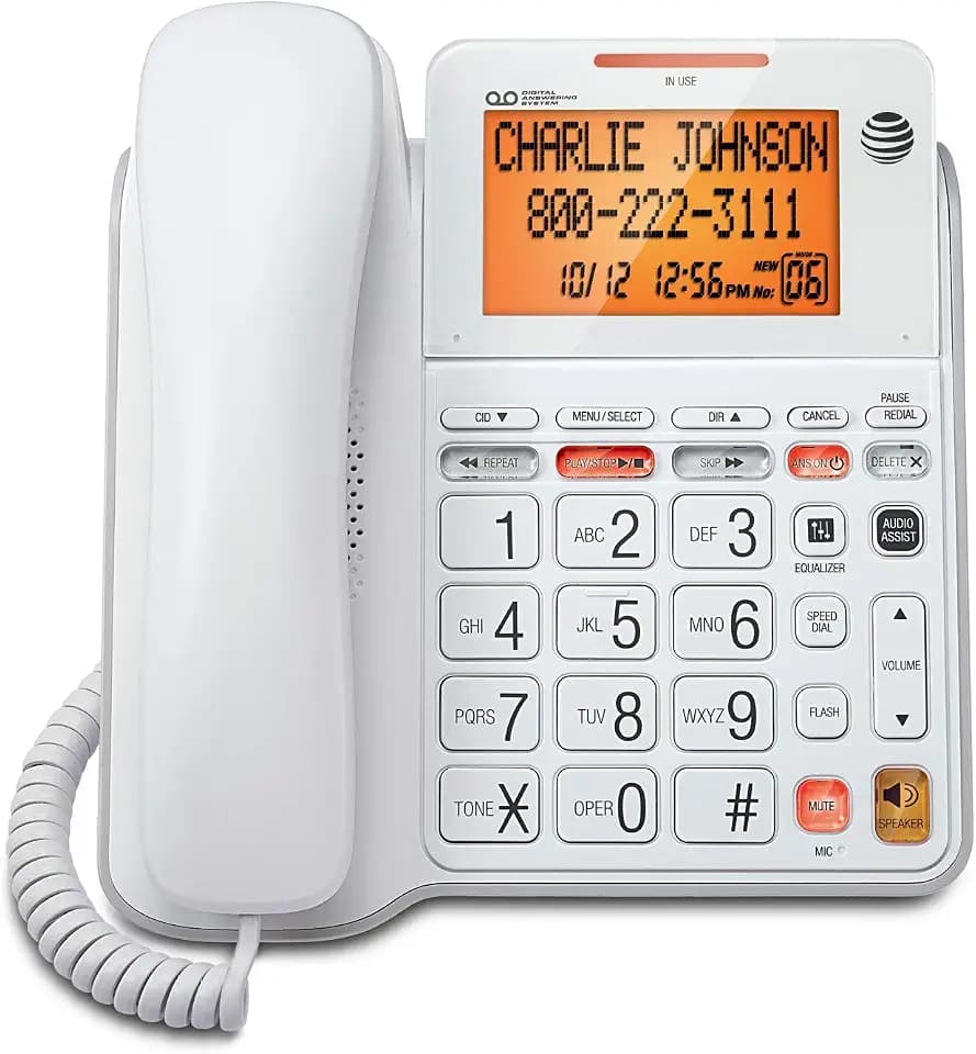 AT&T CL4940 Corded Phone with Digital Answering System, Caller ID, Large Tilt Display