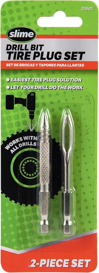 Slime 20501 Tire Plug Drill Bit Kit, All Drills Compatable, Easiest Tire Plug Option, (2-Piece Set)