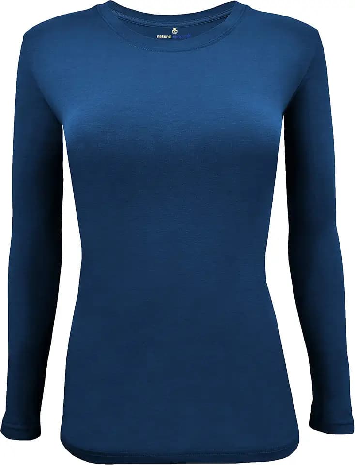 Natural Uniforms Women’s Long Sleeve Underscrub T-Shirt – Cotton Blend Scrub Base Layer for Nurses & Medical Professionals