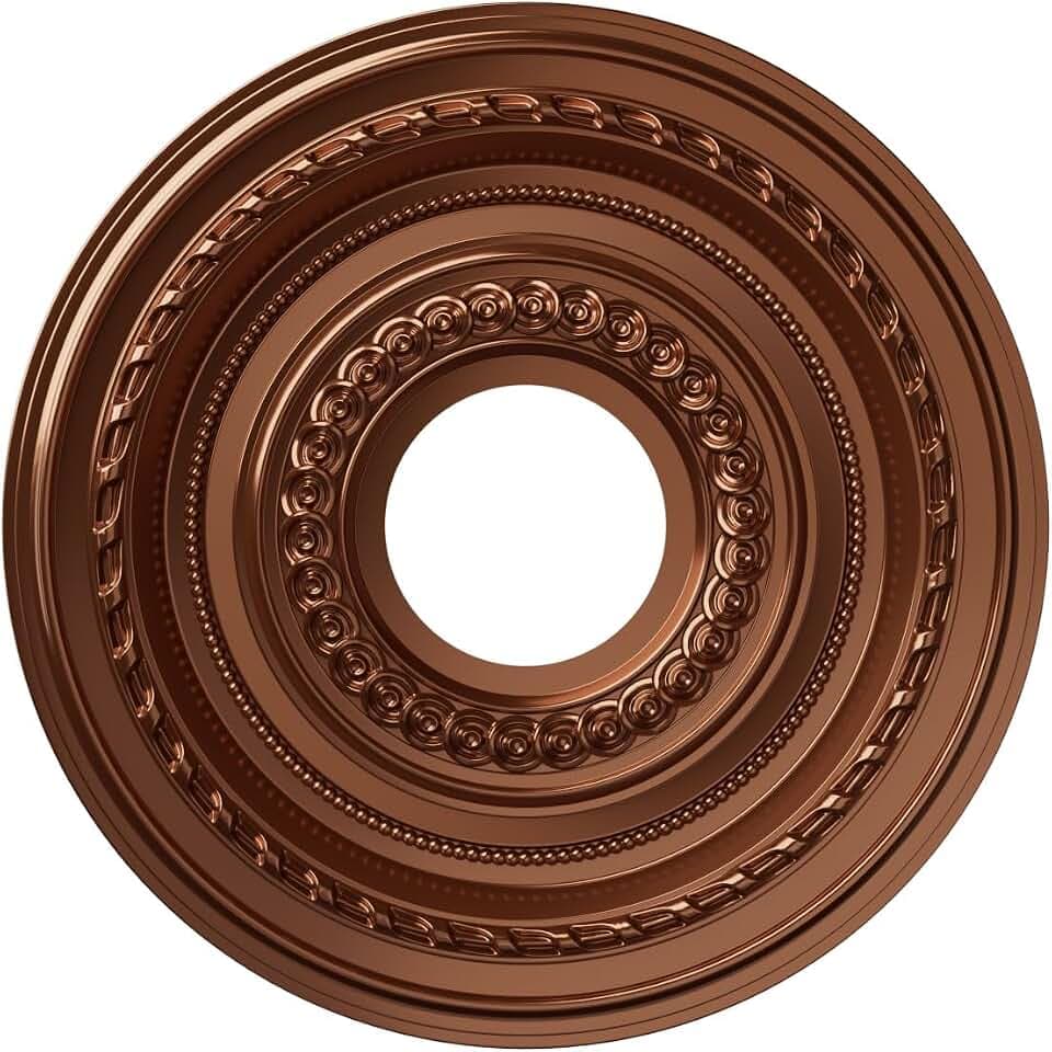 Ekena Millwork 13"OD x 3 1/2"ID x 3/4"P Cole Thermoformed PVC Ceiling Medallion (Fits Canopies up to 4 1/4"), Bright Coat Dark Bronze