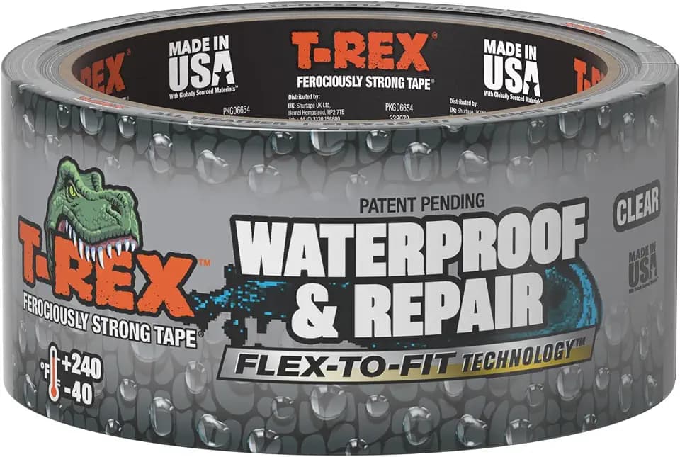 T-REX Brand Waterproof and Pool Repair Tape, 1.88 in x 30 Ft, Clear, 1 Roll