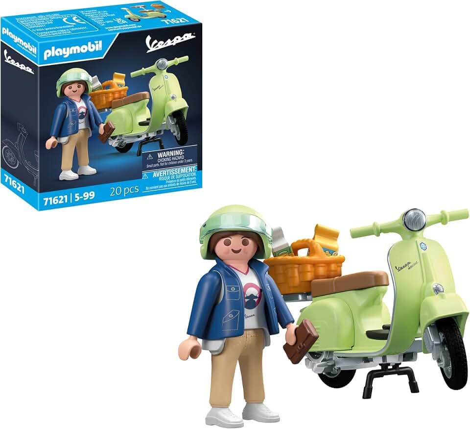 PLAYMOBIL Cars 71621 1969 Vespa 150 Sprint Veloce, Hellgrün, originalgetreues Modell für Sammler und Fans, inklusive vielseitigem Zubehör und verschiedenen Sattelvarianten