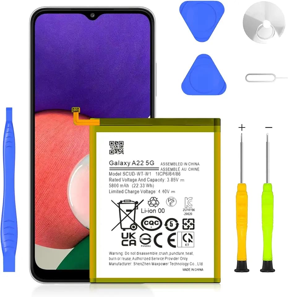 5800mAh Ersatzakku Galaxy A22 5G Kompatibel mithoher Kapazität für Galaxy A22 5G & A22s 5G & A14 4G/5G Ersatzakku +Reparatur Werkzeuge