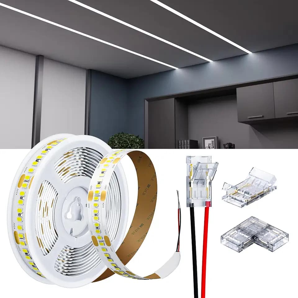 KOOSOM LED Strip 5 m 100 W 13220 Lumen Pro LED Streifen Kaltweiß 6500 K, DC24 V LED Streifen, Abstrahlwinkel 120 Grad 1190 LEDs Lichtband, DIY Flexibel Lichtleiste für Heim Küche Deko