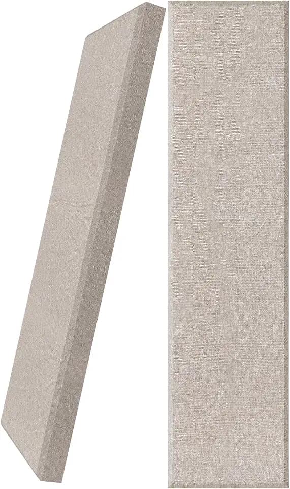 2 Pack Fiberglass Acoustic Panels 48"x12"x2" Soundproof Panels, Linen