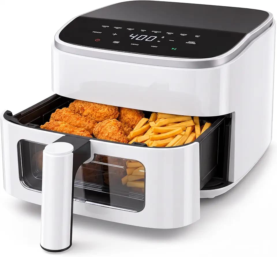 OLIXIS 4QT Air Fryer with Visible Window, 1500W Digital Touchscreen Air Fryer with 8 Presets, Auto Shut Off & Nonstick Dishwasher Safe Basket, 60-Min Timer, Max 400°F