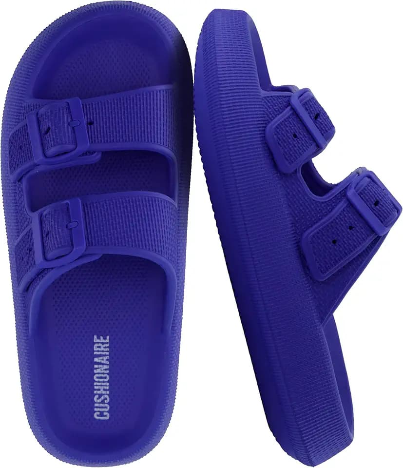 CUSHIONAIRE Fame Pillow Recovery Sandals for Women, Adjustable Double Buckle Waterproof EVA Cloud Slides for Women