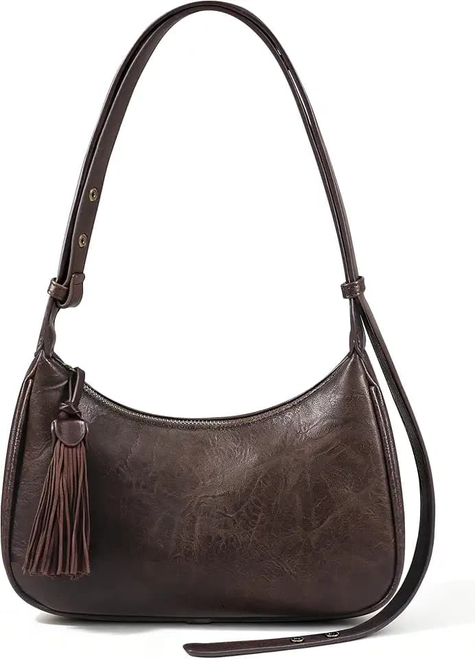MOETYANG Shoulder Bag for Women Retro Hobo Handbags, Vintage Floral Embossed Vegan Leather Crossbody Purse with Tassel Zipper