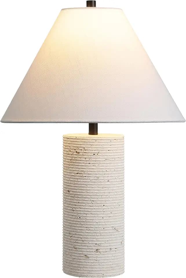 JONATHAN Y Kelsey 22.5" Modern Travertine Column Table Lamp, Beige