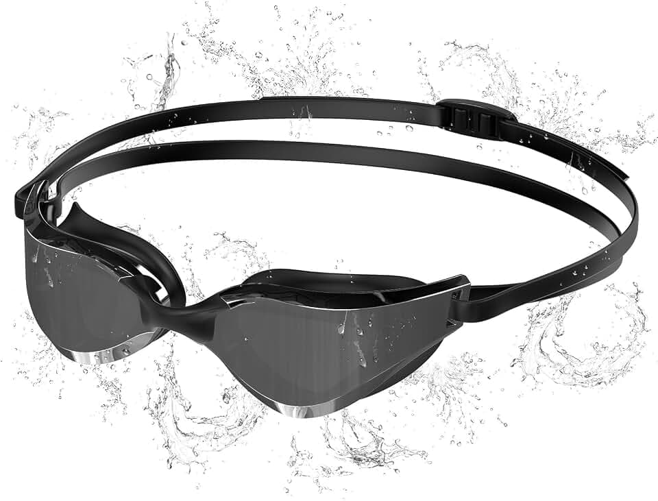 Polarisierte Schwimmbrille Anti-Beschlag UV400 Schutz, Verstellbares Silikonband - Profi Taucherbrille Erwachsene & Jugendliche, Wassersport Training MäNner Frauen-D-BKSV